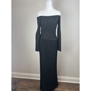 Scott McClintock Millennium 2000 Starburst Formal Long Sleeve Gown Dress Vtg 4